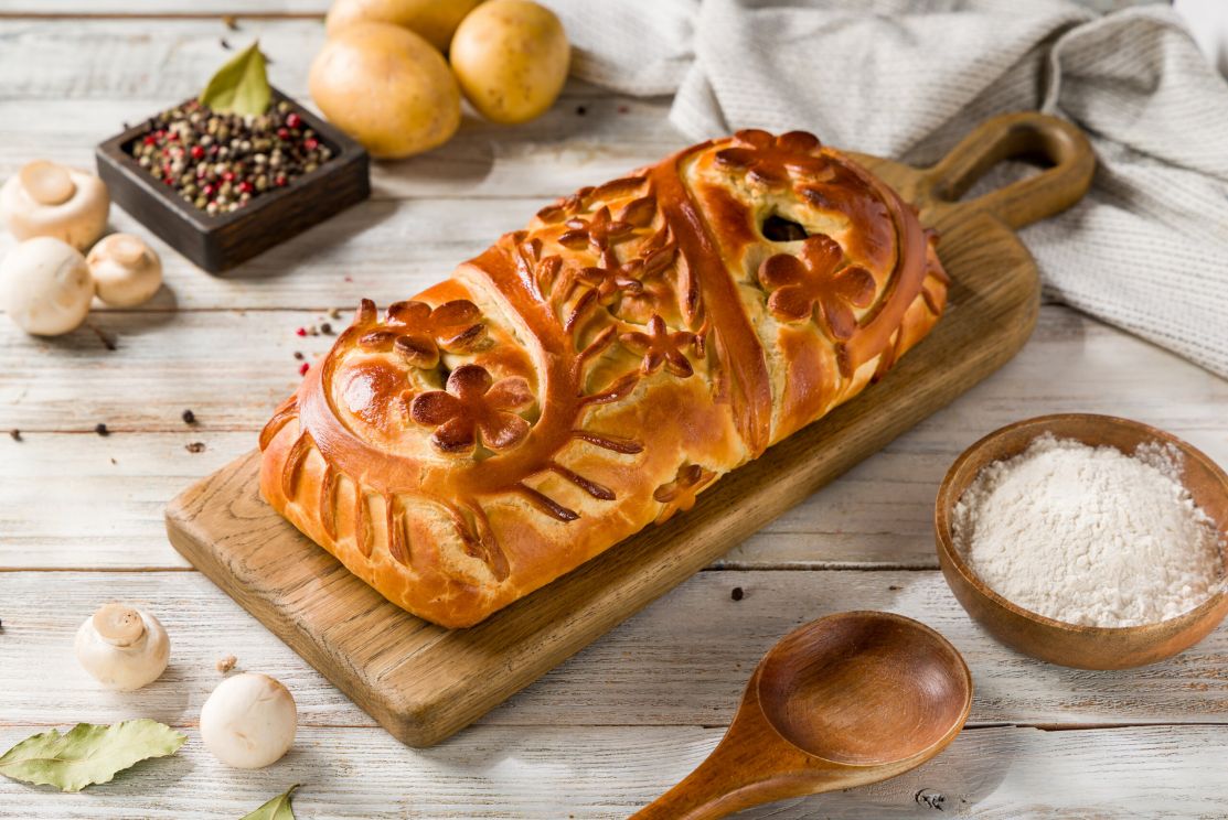 пирог с картофелем и грибами
